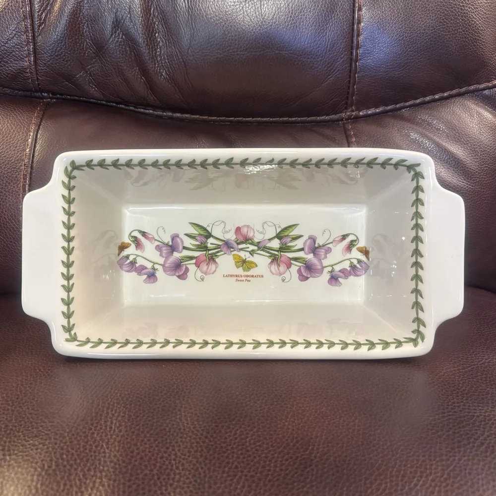 Portmeirion Botanic Garden Porcelain Meatloaf Dish 12 x 5.5” Sweet Pea